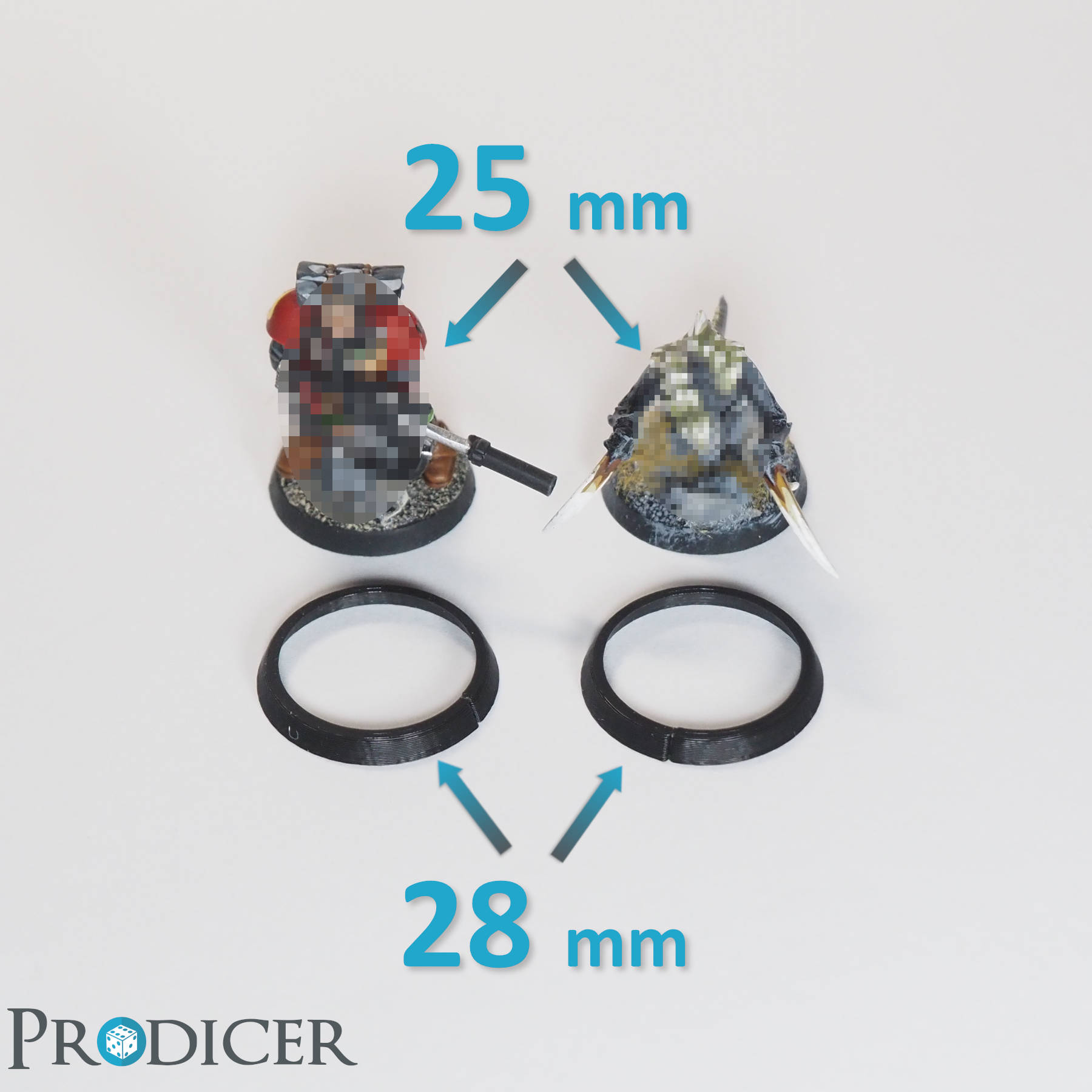 25mm Base Adapter Set Round to Round (25 to 28mm/30mm/32mm/40mm)